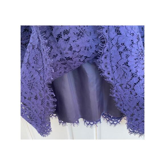 Shoshanna Navy Blue Lace Scalloped Sleeveless Mini Cocktail Dress 10 - Picture 9 of 13